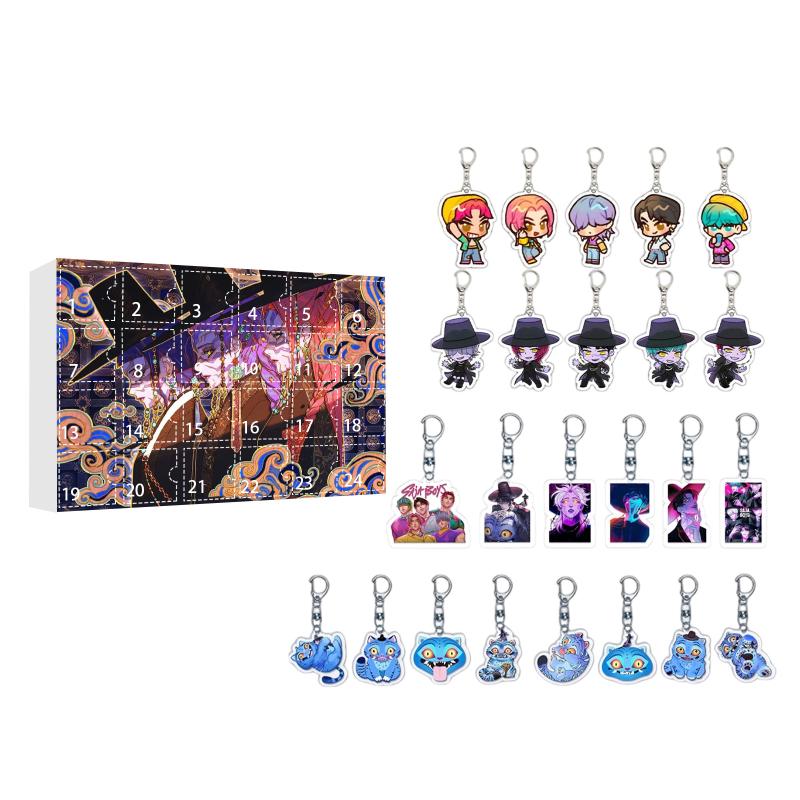 Kpop Caçadores de Demônios Caixa Surpresa Caixa Misteriosa 24 Dias Contagem Regressiva de Natal Calendário do Advento Chaveiro Pingente de Bolsa Presente de Festival