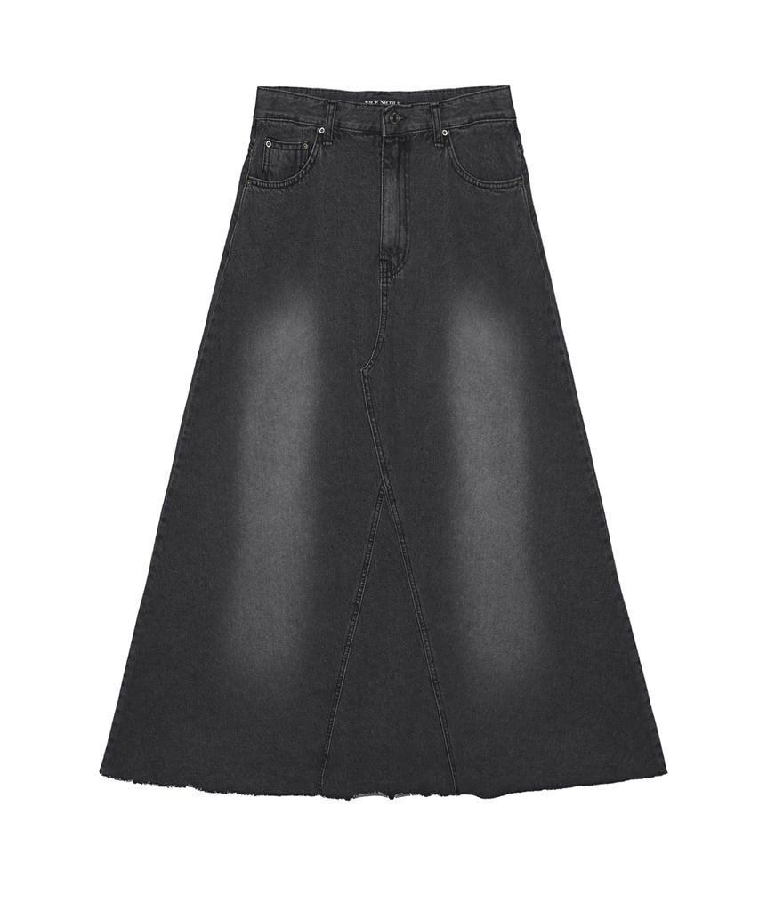 Nigaennikol Maxi Washing Denim Skirt_Black
