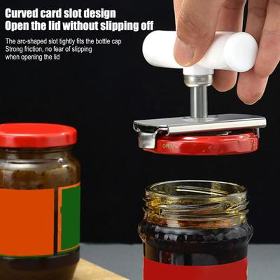 Manual Bottle Opener Stainless Steel Jar Opener Ergonomic Handle Bottle Opener One-Hand Use Adjustable Kitchen Gadget for Seniors