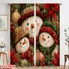 2pcs,2D Plane Printing Pattern Curtains Christmas Snowman3 Polyester (without Rod) Decorations For Home for Bedroom, Living Room