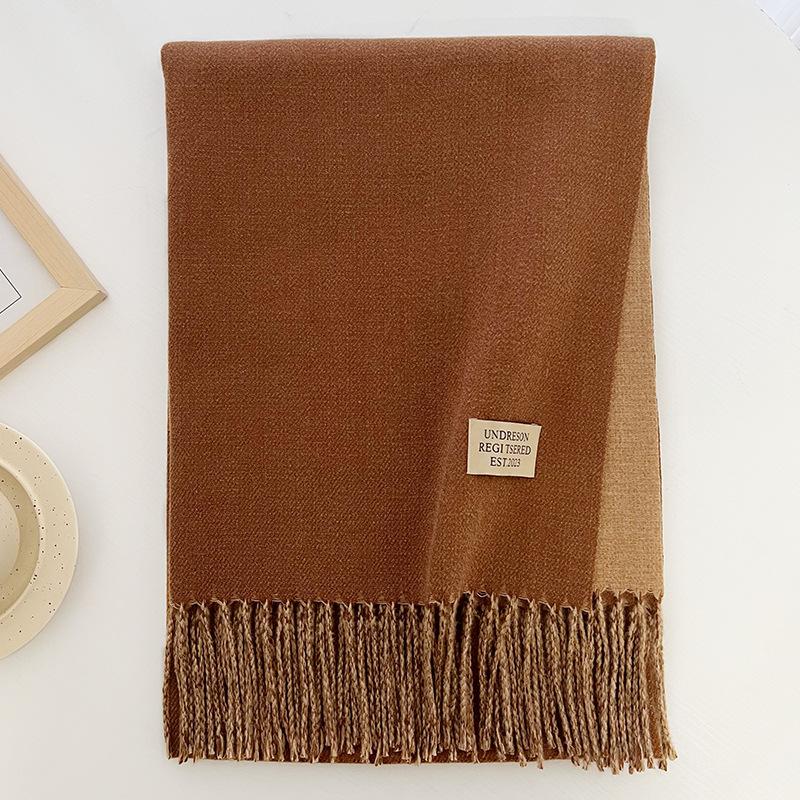 New Autumn And Winter Women'S Versatile Fashion Trend Tassel Scarf Shawl For Warmth Solid Color Thick Wool Good Quality High Cost-Effectiveness