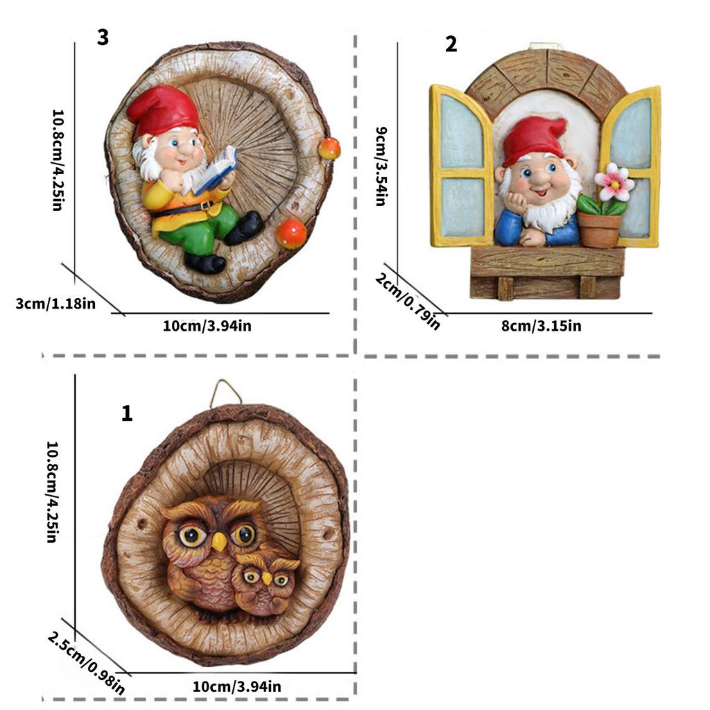 Reading Gnomes Tree Faces Decors Outdoor Yard Statues Hanging For Fairy Garden Resin Crafts And Flower Pot Landscape
