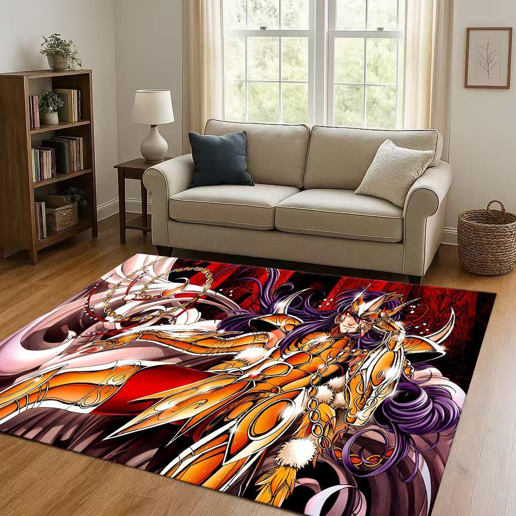 Retro Saint Seiya Shiryu Athena Cartoon Living Room Non Slip Area Rug Carpet for Bedroom Sofa,Easy Clean Home Decor Doormat Kids