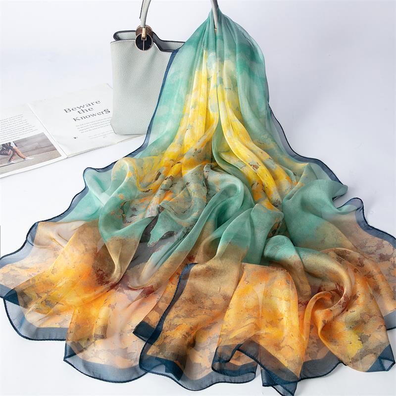 New 100% Mulberry Silk Silk Scarf Pure Chiffon Silk Scarf Shawl Exquisite Scarf Yarn