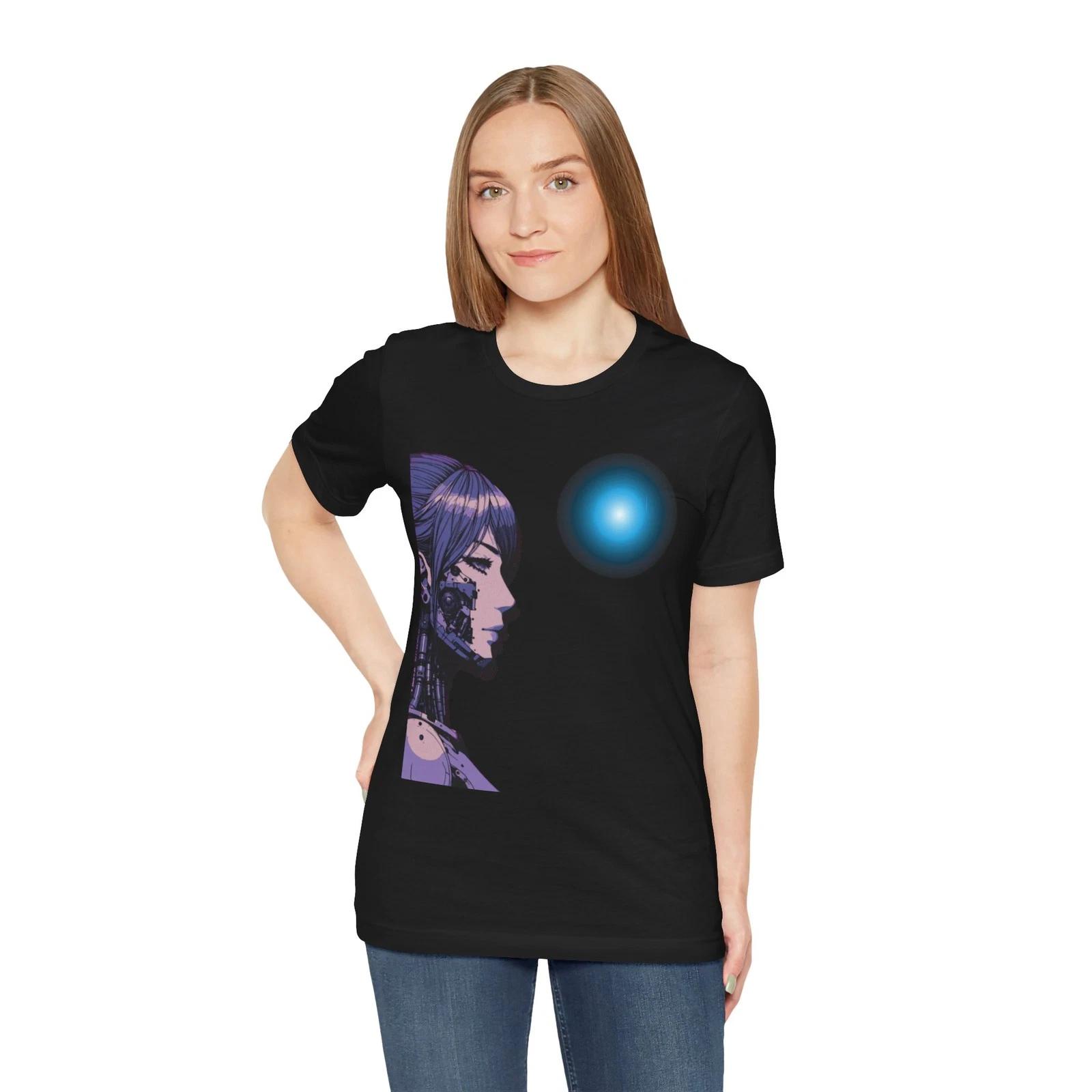 Cyberpunk Anime Girl tee | Futuristic Portrait Unisex T-Shirt XL