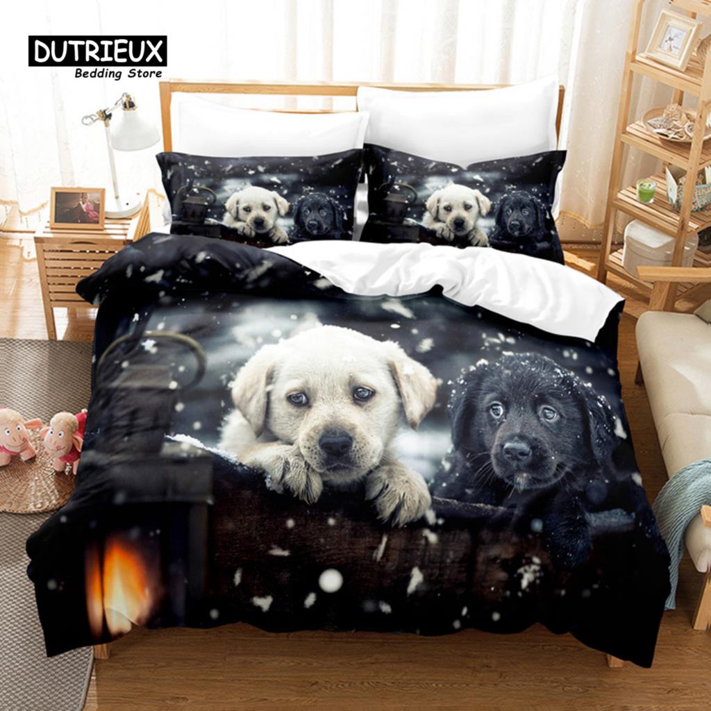Surfer Dog Bedding Set, 3Pcs Duvet Cover Set, Soft Comfortable Breathable Duvet Cover, For Bedroom Guest Room Decor