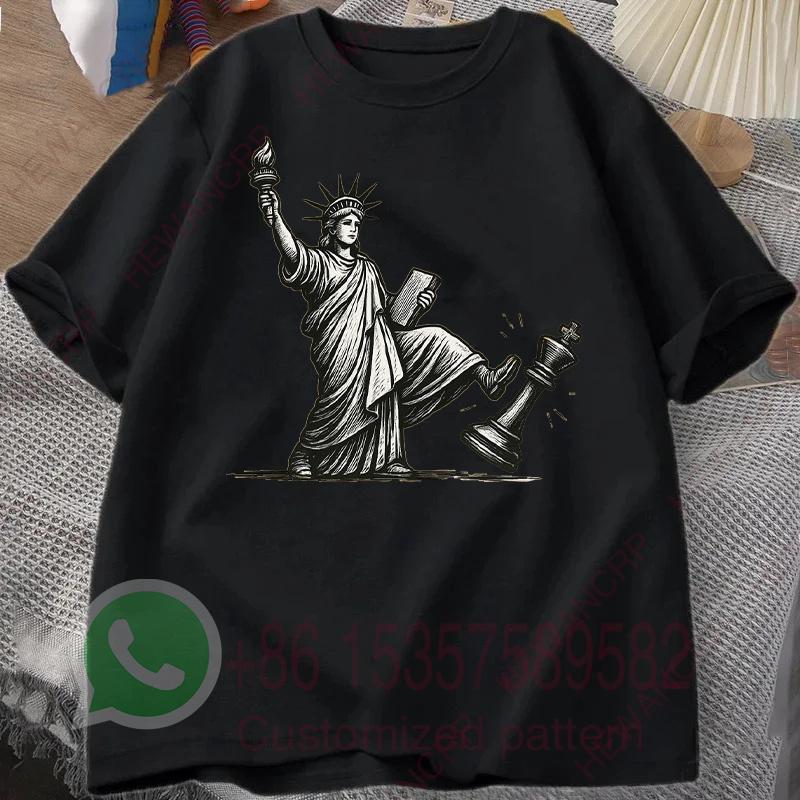 No Kings T Shirt Statue of Liberty Mens Tracksuit Cotton Casual Sportswear ONeck Pullover Short Sleeve Tops Summer Streetwear