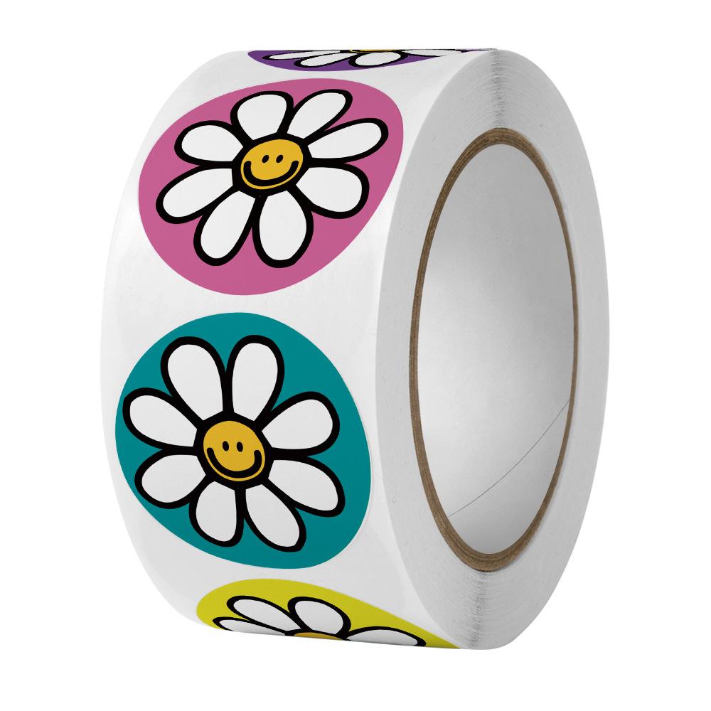 500pcs Cute Cartoon Flower Stickers 1inch Reward Sticker Round Flower Seal Labels for Journal Handmade Gift Packaging Decor Kids