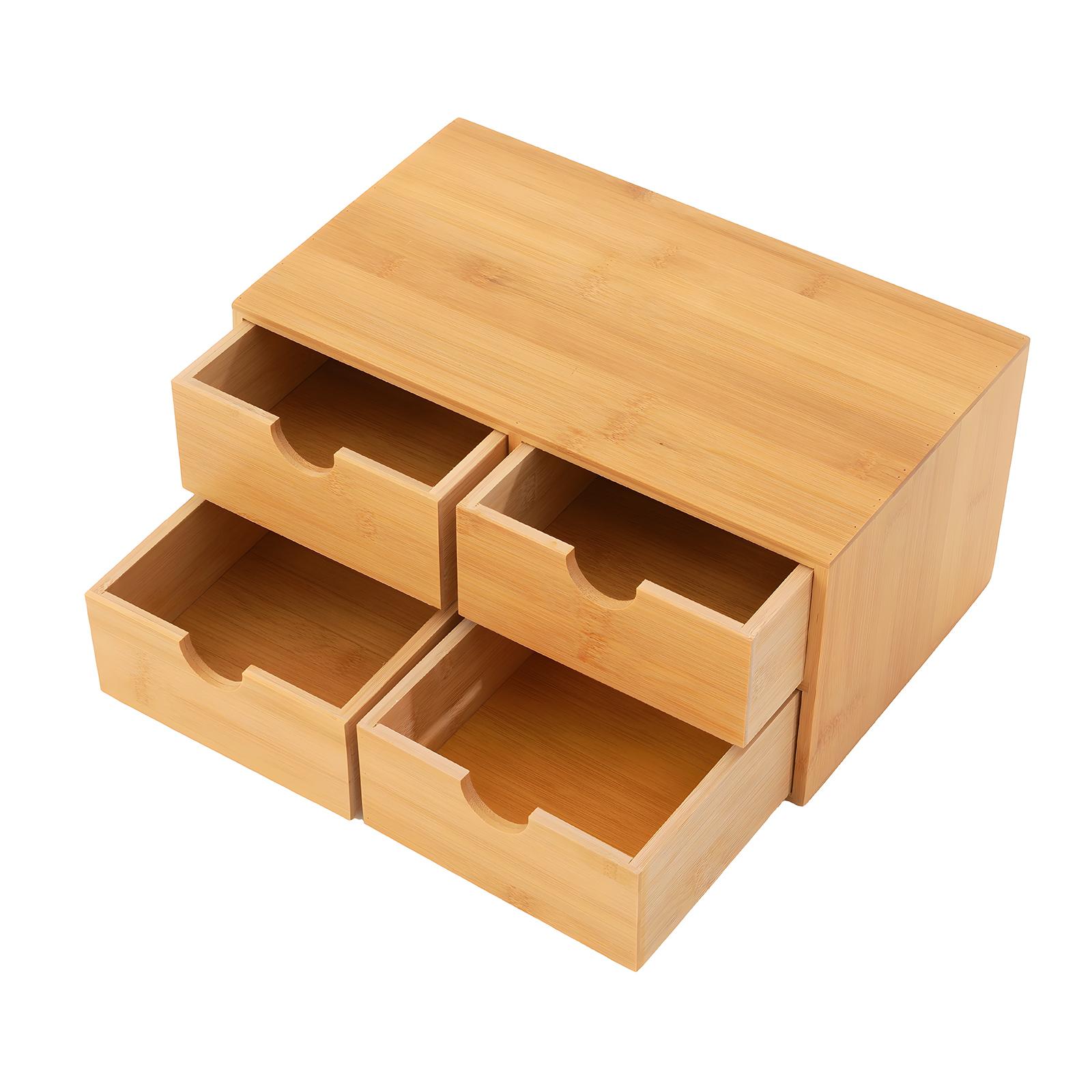Бамбуковый органайзер для стола Настольный ящик Настольный ящик для хранения для офиса дома Туалетные принадлежности Не требуется сборка 4 ящика 9496₽