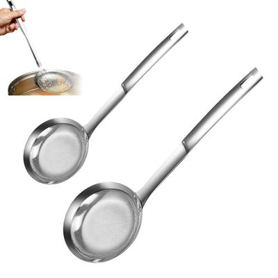 Stainless Steel Colander Strainer Spoon Fine Mesh Handle Oil Filter Food Strainer Kitchen Gadget for Soups Stews Fruits Vegetables