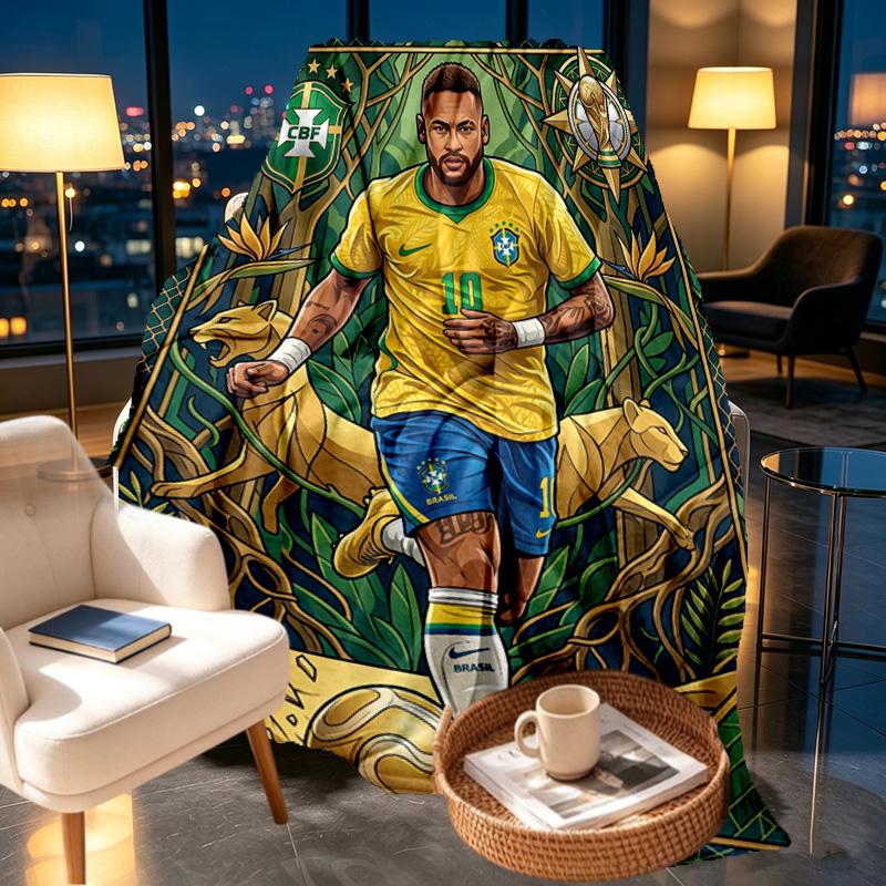 Neymar Jr spausdinta pledas - Minkštas ir patogus, miegamajam, kelionėms, sofai, namų dekoravimui - Gimtadienio Kalėdų dovana draugui