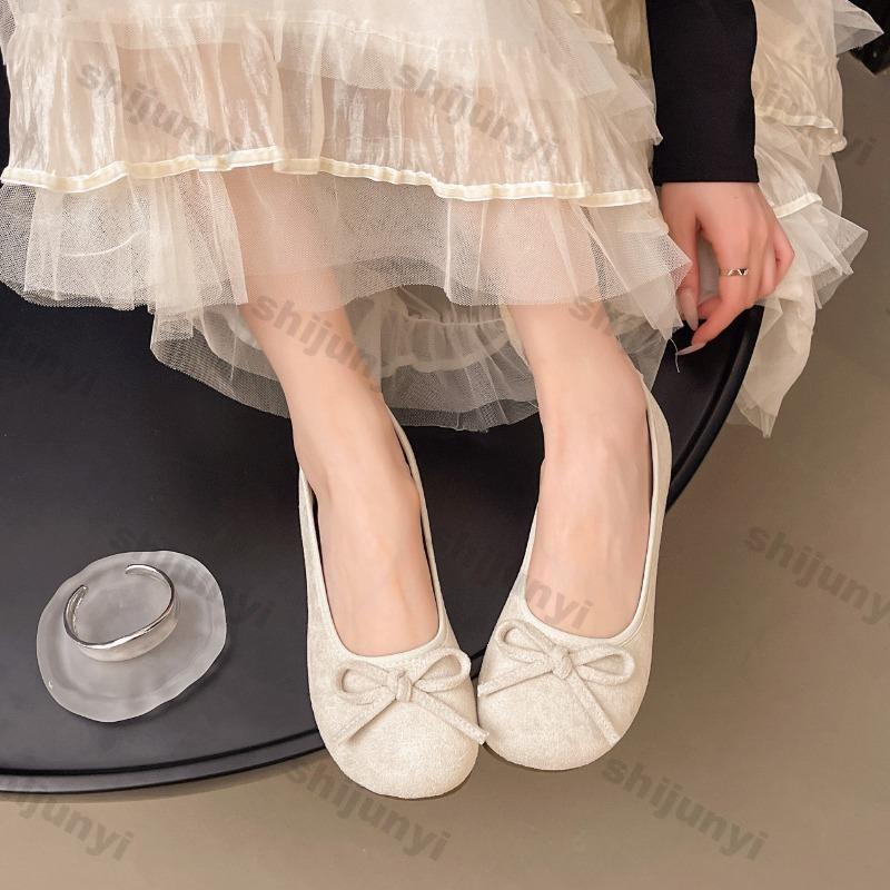 Large Size Women's Ballet Flats 2025 Summer New Bow-knot Soft Sole Vintage Casual Shoes Lightweight Comfortable Women Loafers