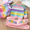 Girls' Rainbow Suit Girl Baby Spring and Autumn Models Children's All-match Jacket Casual Pants Sports Sets Two-piece Suit