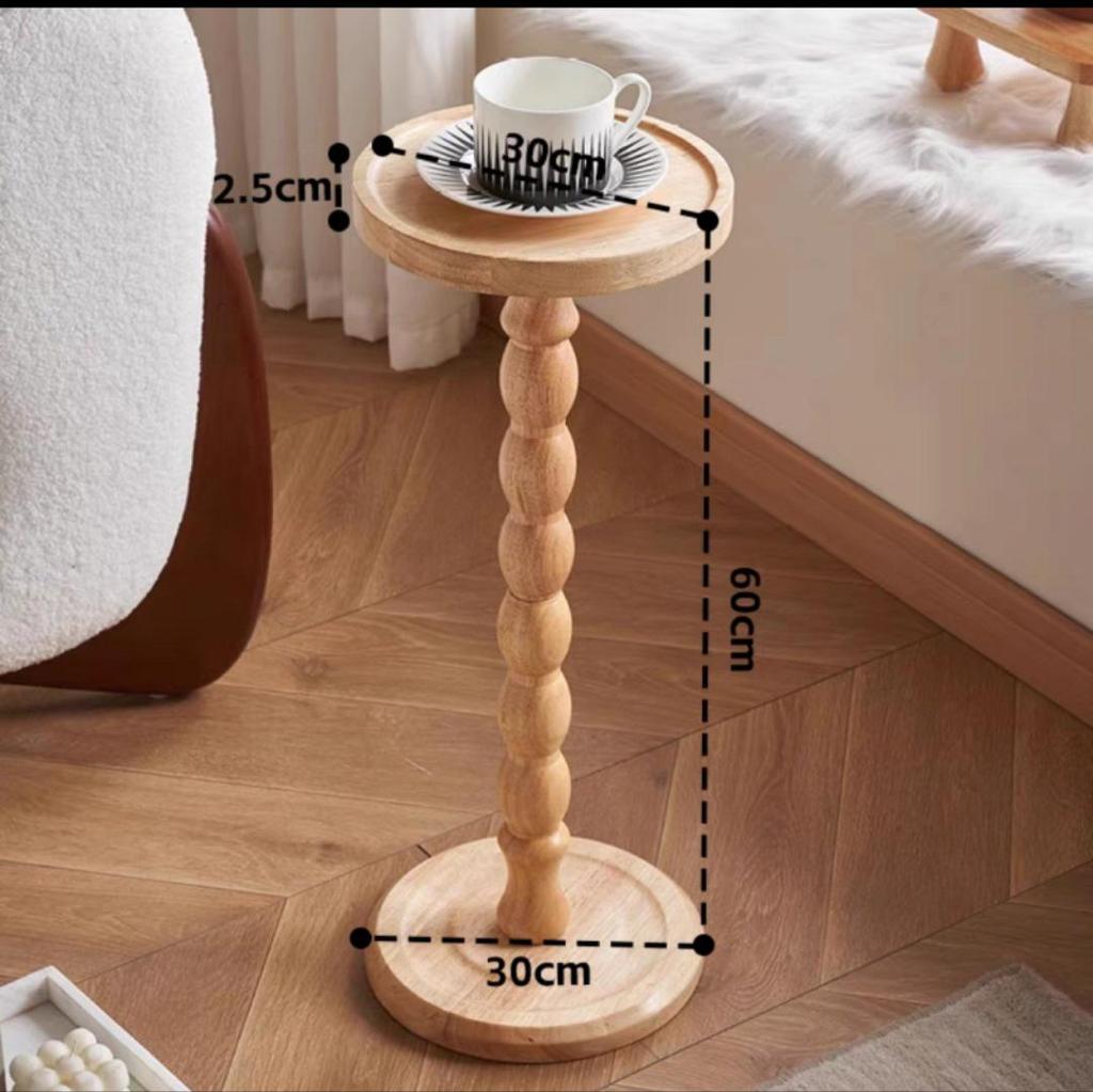 Retro Solid Wood Mini Coffee Table & Movable Side Table with Storage