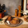 Retro Wooden Storage Tray Beveled Edge Tray Round Candlestick Wooden Tray Fruit Bread Snack Dinner plate Home Table Decoration