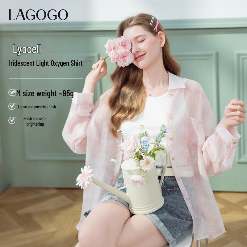 LAGOGO Women s Watercolor Sun Protection Blouse L