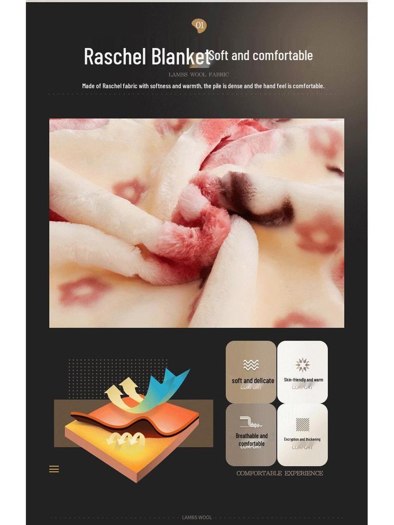 Doppellagige verdickte Raschel-Winterdecke - Ultraweiche Decke für Haushalt & Hochzeitsgeschenk