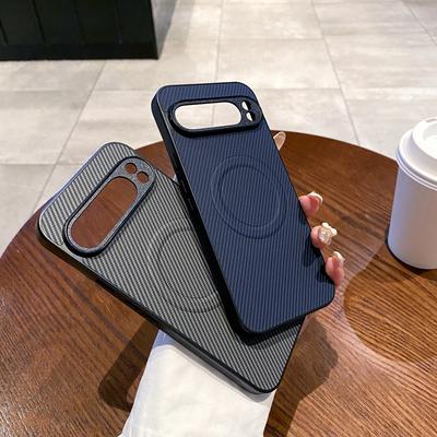 Magnetic Case for Google Pixel 10 Pro XL 10 9A 9 8 8A 7A 6A Pro Cover PU Leather Carbon Fiber Texture Mag-safe Shockproof Shell