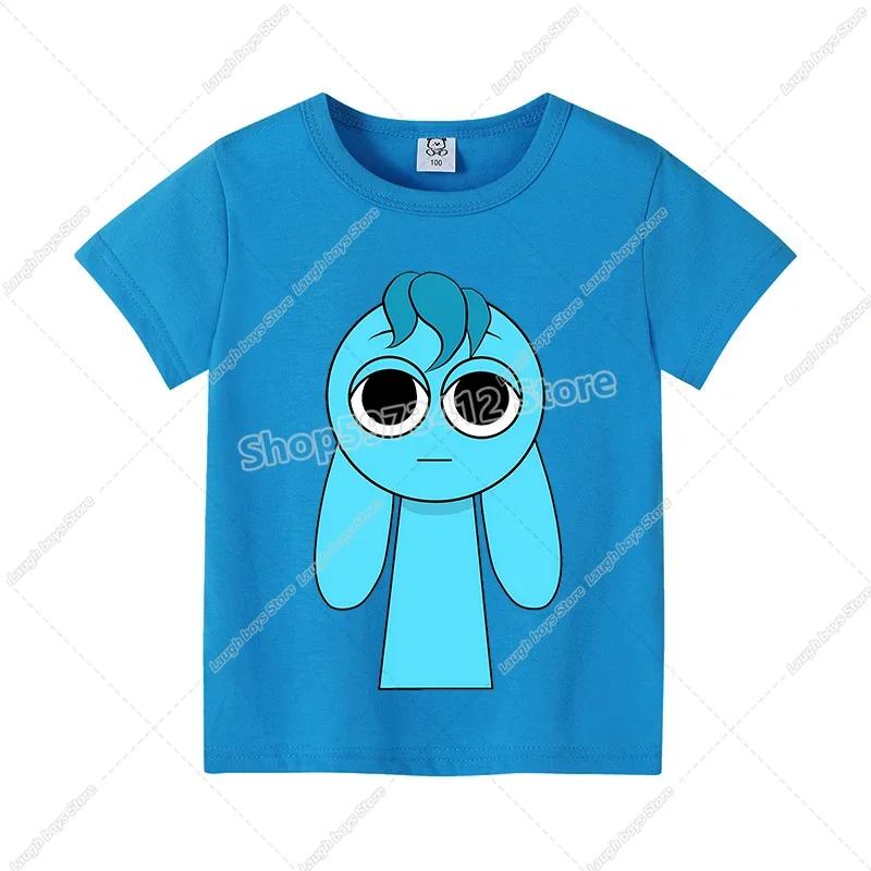 Sprunki T-shirt Boys Girls Tees Cartoon Children Clothes Fashion Casual Anime Printed Cotton Clothing Tops Summer Birthday Gifts