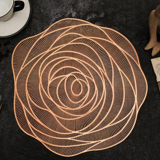 PVC Placemats Heat-Resistant Waterproof Oil-Proof Dining Table Mats Rose Design Decorative Mat for Home Kitchen Bar Restaurant