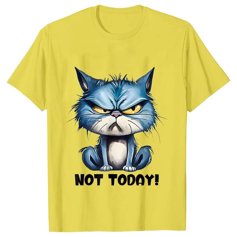 Funny Cat Sarcastic Antisocial Attitude Print Tshirts for Women Angry Cat T-shirts Not Today Introvert Female Tee Shirts Femme