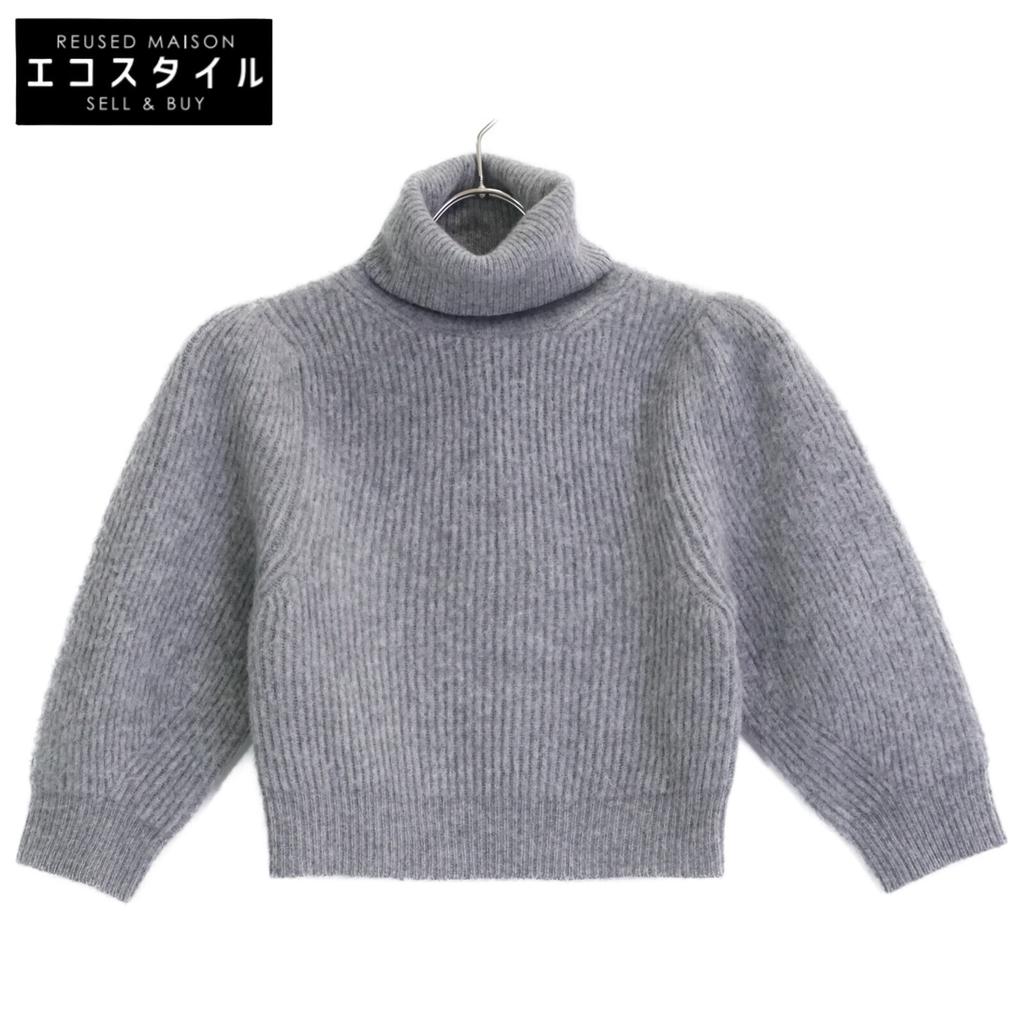 CELINE Gray 2A85T419P Turtleneck Cropped Cashmere Knit Sweater tops XS grayUsed