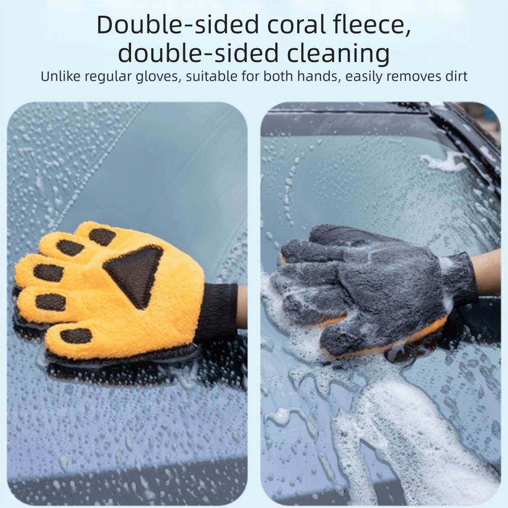 Five-Finger Cleaning Gloves Coral Fleece Car Cleaning Brush Cleaning Brush Gloves  Auto Cleaning