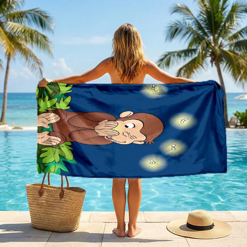 Curious George Fashion Beach Towel: Ideal for Summer Adventures Soft, Absorbent and Quick Drying Suitable for Swimming and Bathing