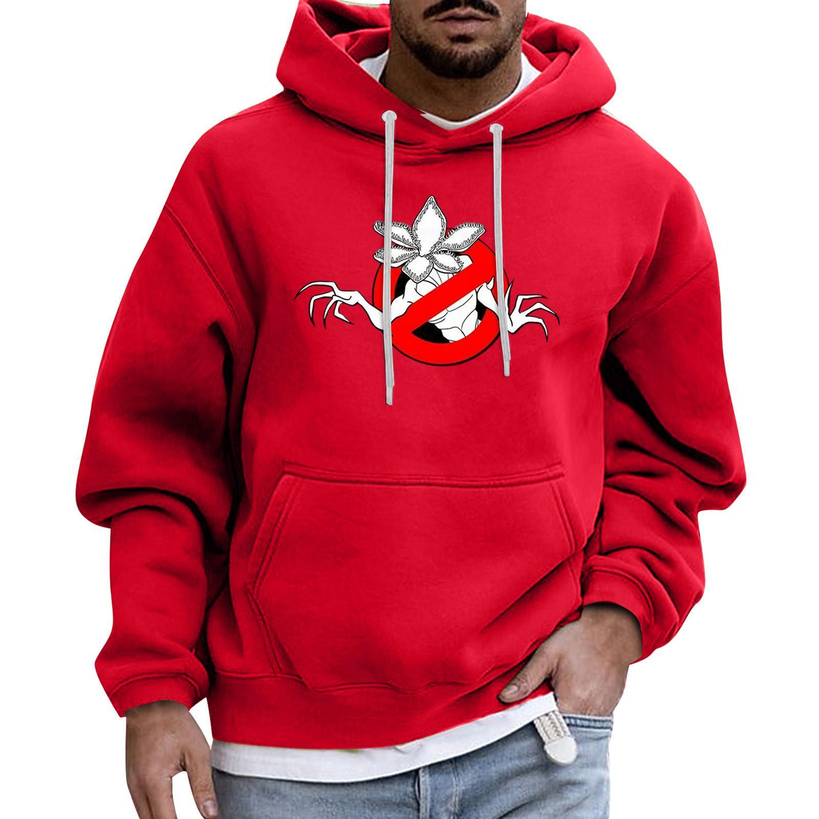 

Мужской Спортивный Повседневный С Длинными Рукавами С Карманом Капюшон Толстовка L красный