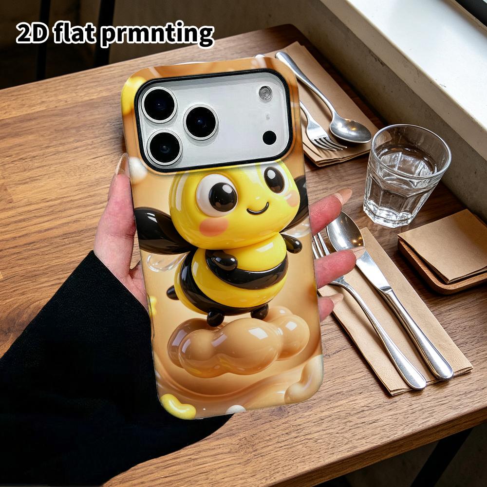 Phone Case: 2D flat design suitable for iPhone 18 17 16 15 14 13 Pro protective case, little bee, perfect Christmas and Halloween holiday gift