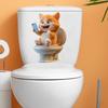 Cute Dog Looking At Phone Waterproof Self Adhesive Toilet Lid Sticker Bathroom Renovation Decor