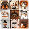 Holiday Party Supplies Halloween Wooden Hanging Sign, Rustic Ghost Bat Black Cat Witch Hat Wall Decor, Balcony Window Decor Spooky Pendant with