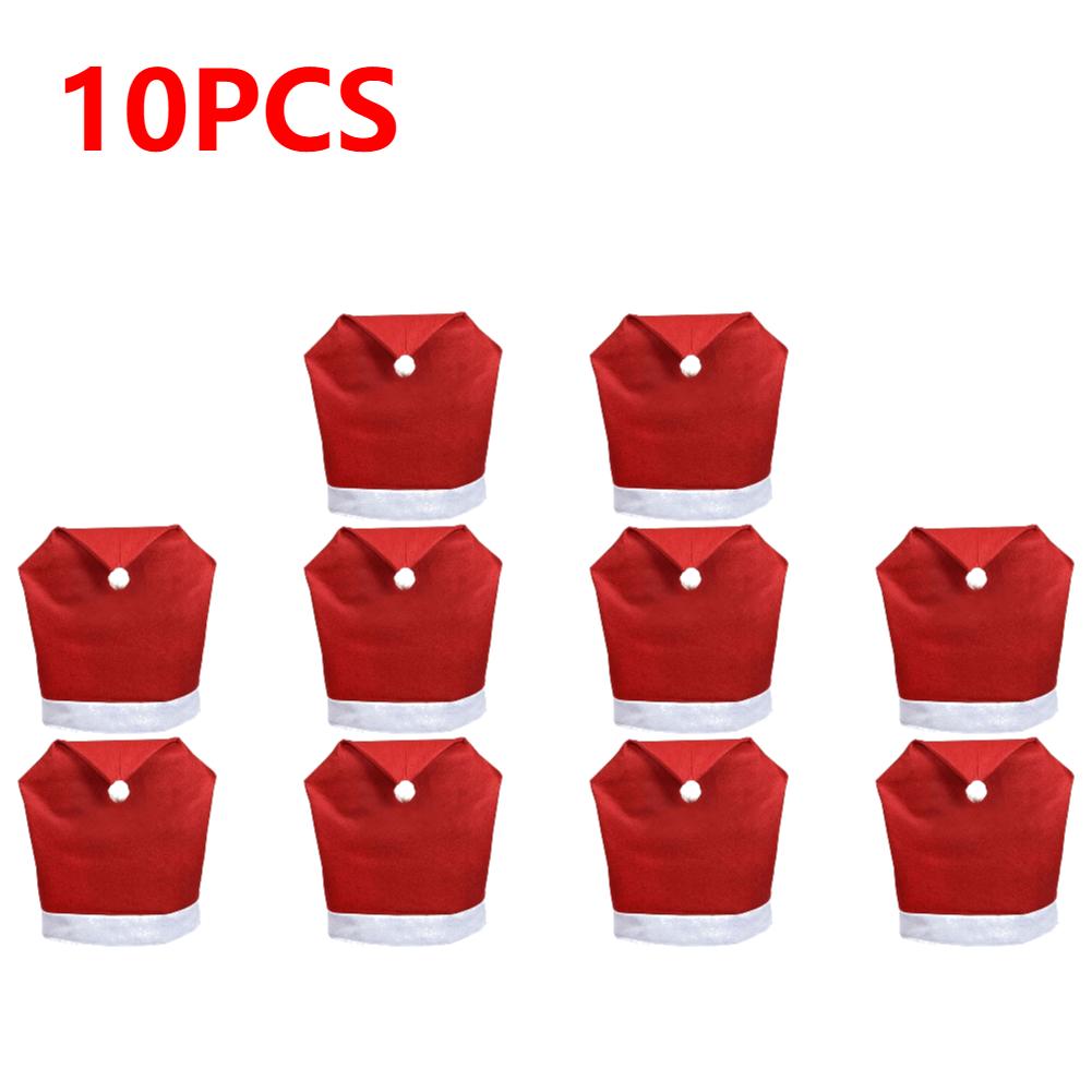 15-1PC Christmas Decorations Xmas Santa Claus Red Hat Chair Back Cover Non-woven Christmas Chair Cover Holiday Party Supplies