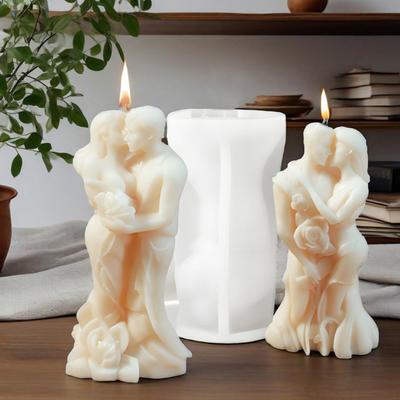 DIY Valentinstag Silikonform Paar Umarmung Herzform Form für Aromatherapiekerzen Gips Harz Handwerk Herstellung Wiederverwendbar Geschenk Kerzenherstellung
