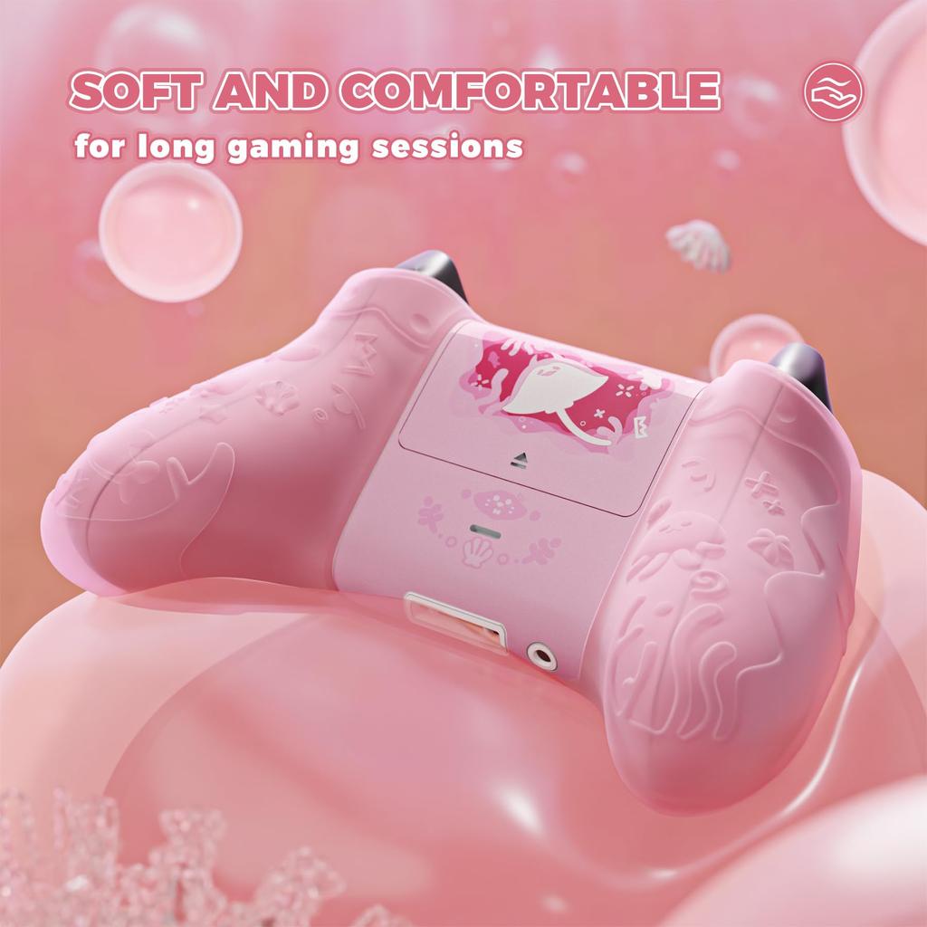 PlayVital Xbox Series Compatible Silicone Xbox Core Wireless Compatible Silicone Thumbstick Grip Full Cute Ocean Whisper Series Pink X/S Cover,