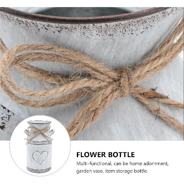 2pcs Metal Flower Vase Galvanized Milk Can Watering Jug,Rustic Plant Holder Farmhouse Flower Vase Pot for Home Office Garden Decor Indoor and Outdoor