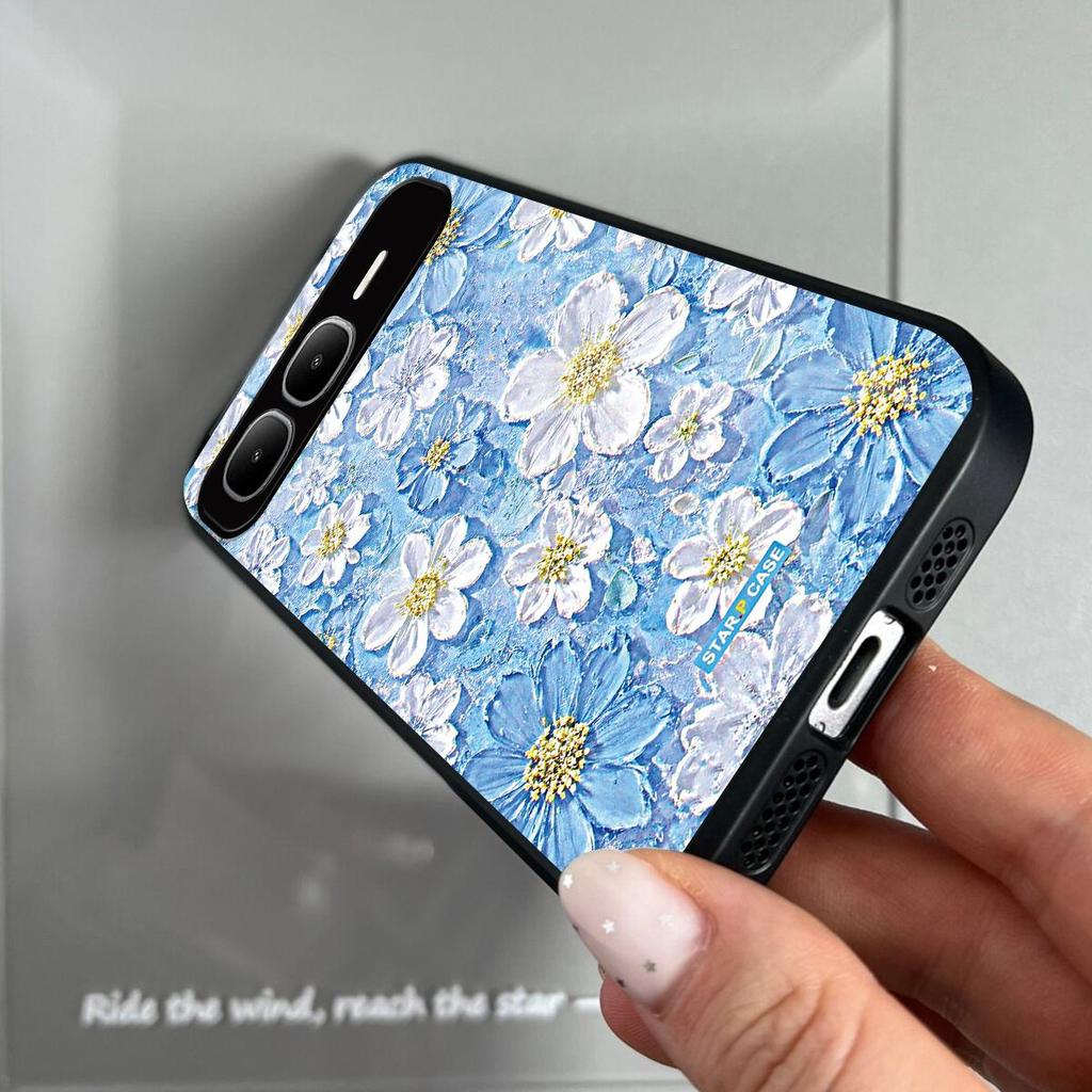 Acrylic Hard Back Shell for infinix SMART 10 Plus Vintage 3D Texture Flower Print Phone Case