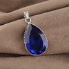Blue Sapphire Gemstone Silver Pendant 1.8" , 925 Sterling Silver Jewelry, Partywear Pendant, Valentine's Day Gift For Wife PP-65-6