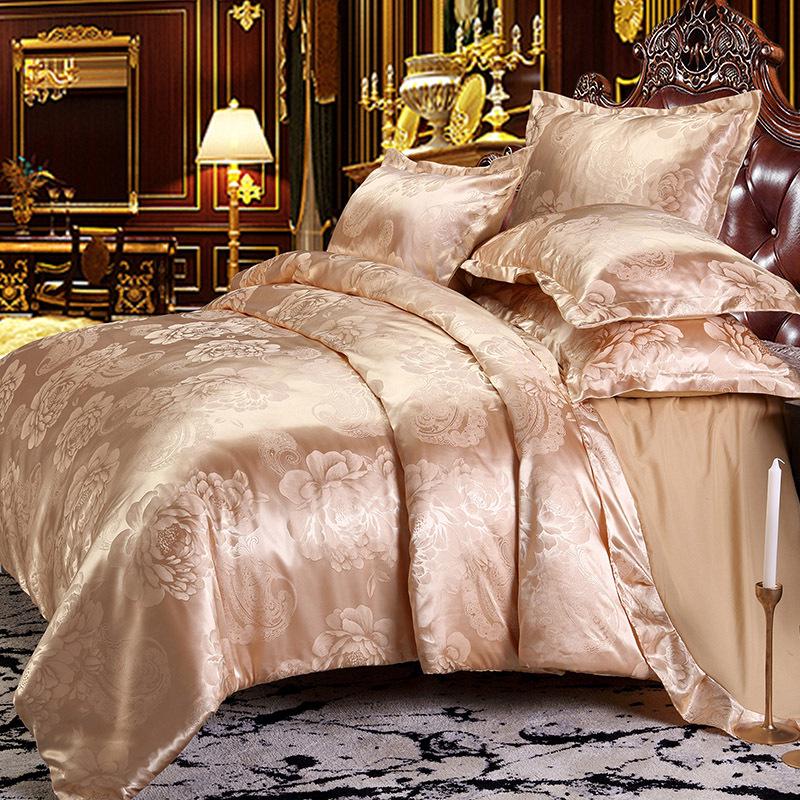 European Silk Cotton Jacquard Wedding Bedding Set - Four-Piece Duvet Cover Gift