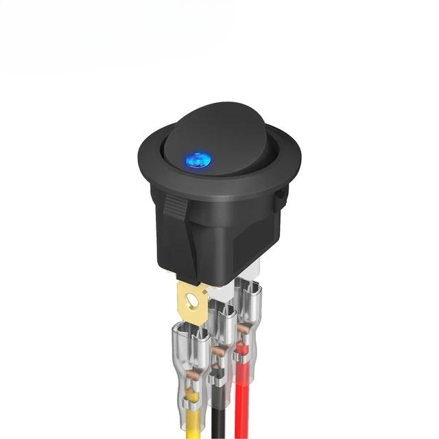 4PCS Round Rocker Switch 12V 20A Round Toggle Switch 12 Volt DC Lighted 3 Pin 2 Way SPST Switch for Automotive Car Boat