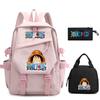 3Pcs/set Anime One Piece Nylon Backpack with Lunch Bag for Girls Boys Teenager Bookbag Schoolbag Men Women Leisure Travel Bag