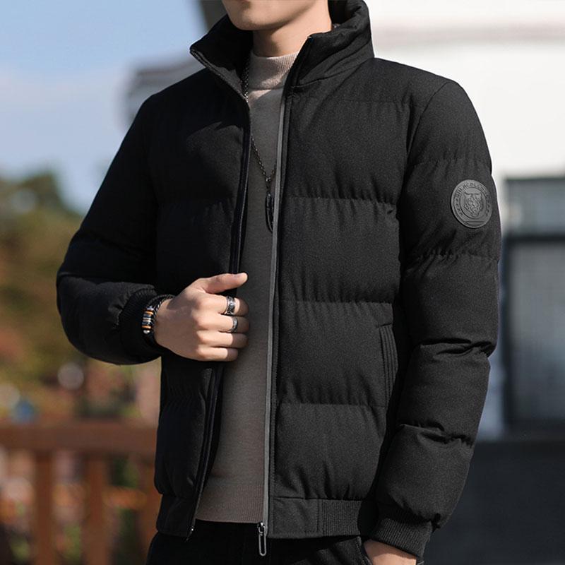 Men's Winter Cotton Printed Casual Jacket - Hong Kong & Korean Style, Thickened, Loose Fit, Stand Collar.