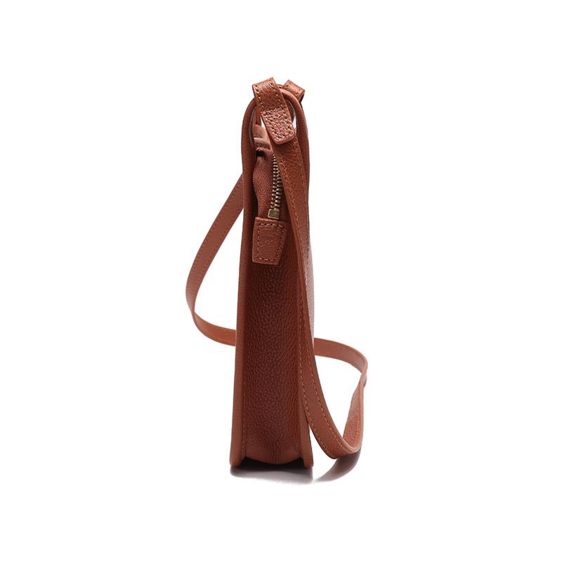 Longchamp Le Foulonné 20 Leather Solid Color Zipper Shoulder Crossbody Bag Small Women Bags Light-Red-Brown 10138021121
