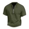 Men's Summer Solid Color Casual T-shirt Sports Breathable Zipper Collar Top