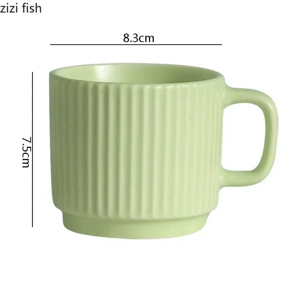 Einfachheit Gestreifte Keramiktasse Einfarbig Saftbecher Büro Milchkaffee Tasse Becher Getränkebecher Familienfrühstückstassen Teetassen