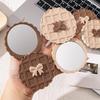 Pocket Mirror Waffle Pattern Pocket Makeup Mirrors Round Makeup Tool Cosmetic Makeup Mirrors Hand Mini Mirror Cute Pocket Mirror