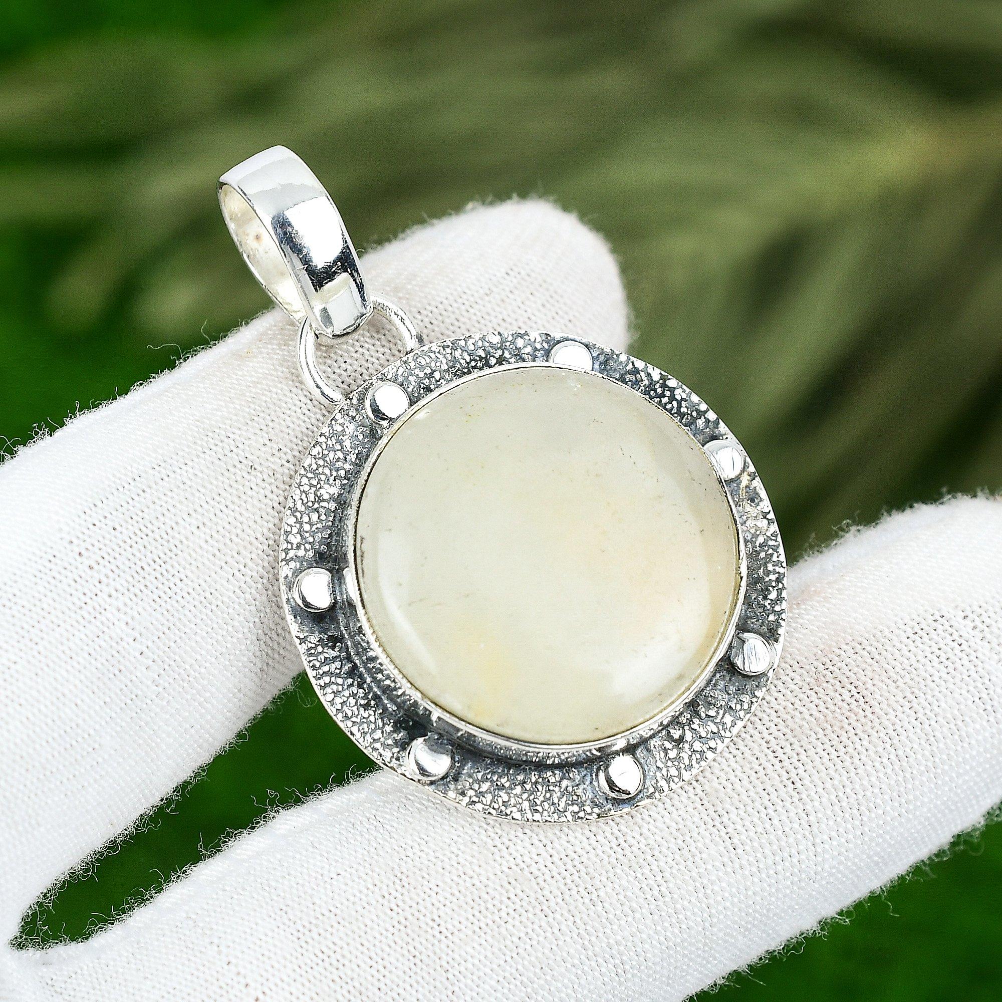 

Memorial Day Deal Sterling Silver Plume Agate Stone Bezel Birthday Wife Pendant