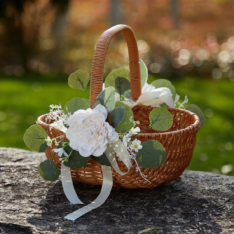 Stylish Rattans Handmade Flower Girl Basket Accessory for Weddings and Special Occasions Ornament Trendy Women Ladies