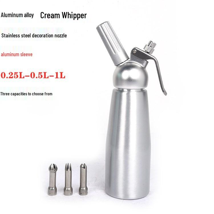 Aluminiowy pistolet do bitej śmietany i spieniacz do kawy i dekoracji ciast