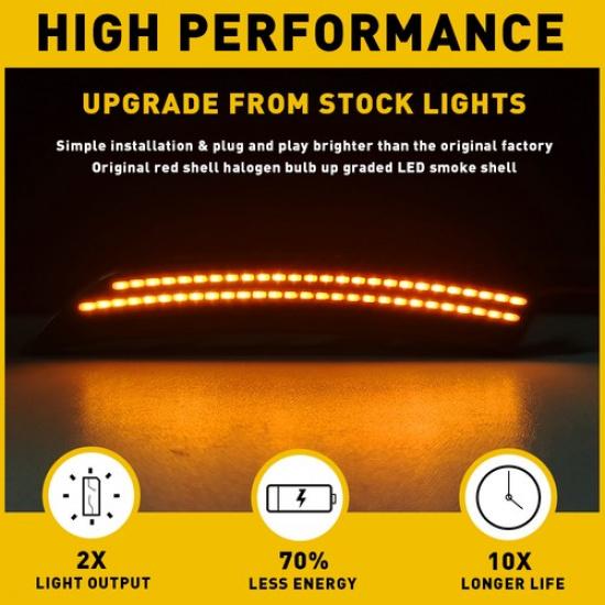 2pcs Front Amber LED Side Marker Light Smoked Lens Fit 2015-2017 Chrysler 200